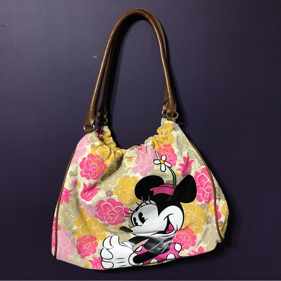 Minnie Mouse Purse Bag Walt Disney World Disneyland Resort Floral Pink Yellow - Picture 1 of 11